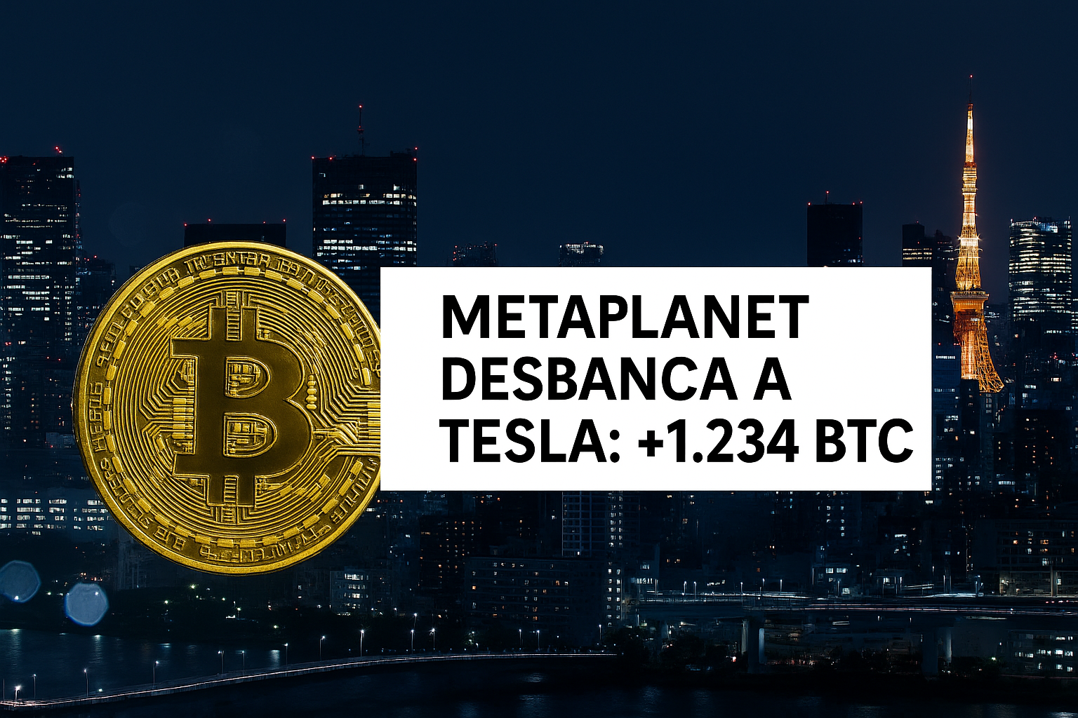Metaplanet adelanta a Tesla tras comprar 1 234 BTC y ya controla 12 345 Bitcoin