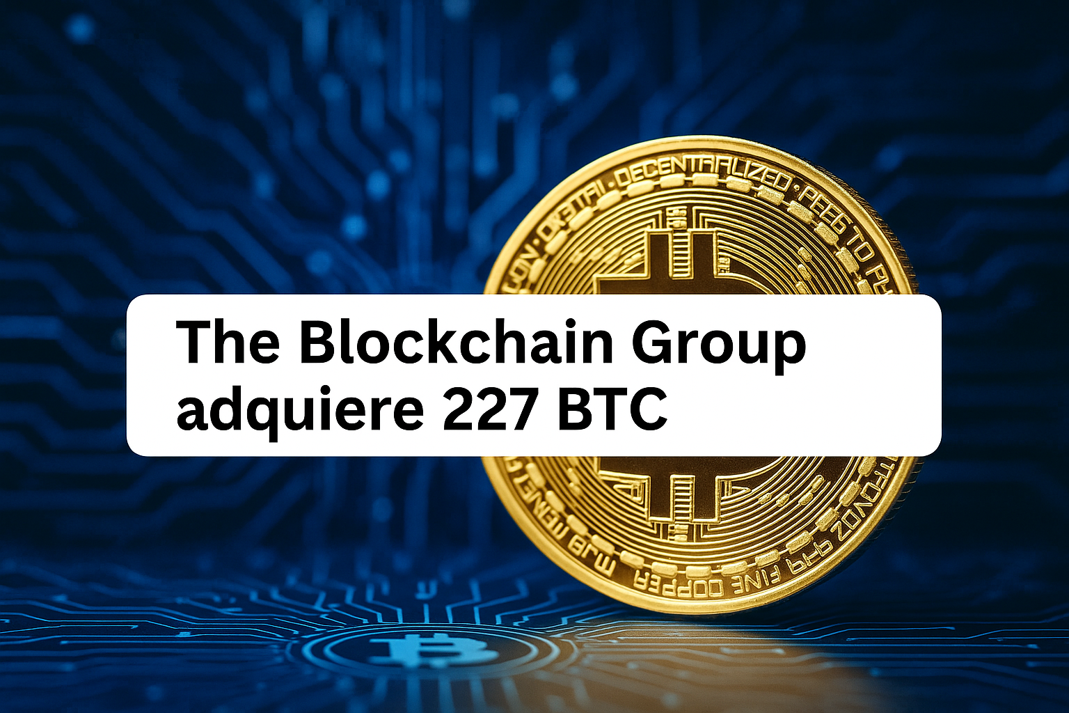 The Blockchain Group adquiere 227 BTC y eleva sus tenencias a 847 bitcoins